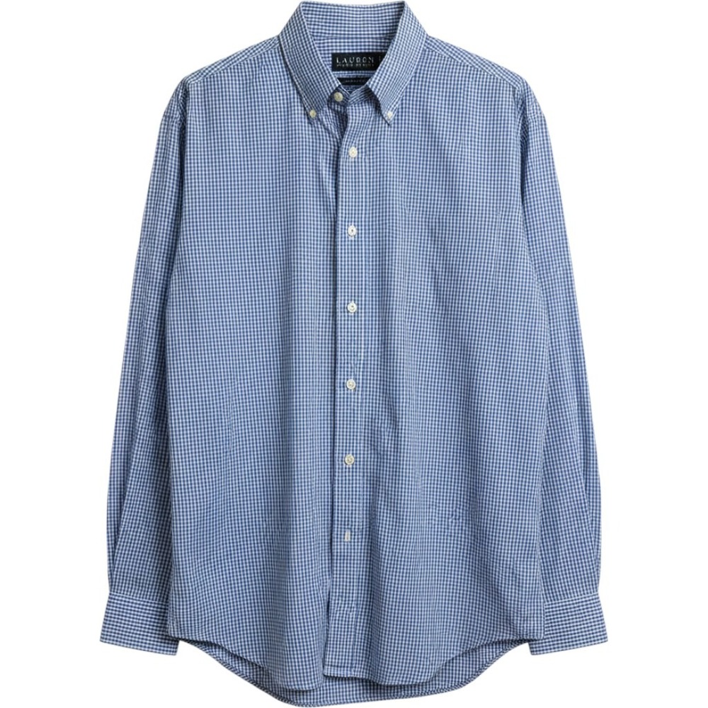 Lauren‎ Ralph Lauren Button Down Men 16 32/33 Blue Gingham Excellent Non-Iron
